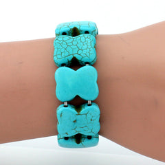 Retro Bohemian Turquoise Beads Elastic Bracelet Fashion Design Adjustable Women Jewelry