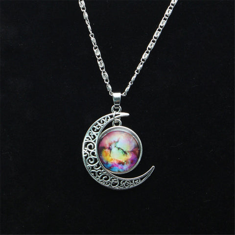 Vintage Star Moonstone Necklace Pendant Necklaces  Fashion Long Chains  Moon Necklace Jewelry