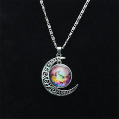 Vintage Star Moonstone Necklace Pendant Necklaces  Fashion Long Chains  Moon Necklace Jewelry