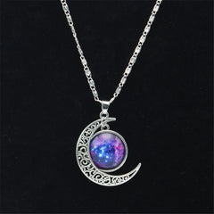 Vintage Star Moonstone Necklace Pendant Necklaces  Fashion Long Chains  Moon Necklace Jewelry