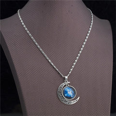 Vintage Star Moonstone Necklace Pendant Necklaces  Fashion Long Chains  Moon Necklace Jewelry