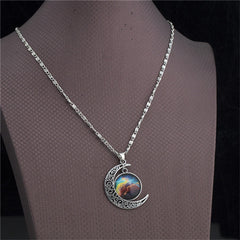 Vintage Star Moonstone Necklace Pendant Necklaces  Fashion Long Chains  Moon Necklace Jewelry