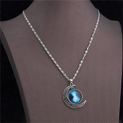 Vintage Star Moonstone Necklace Pendant Necklaces  Fashion Long Chains  Moon Necklace Jewelry