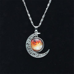 Vintage Star Moonstone Necklace Pendant Necklaces  Fashion Long Chains  Moon Necklace Jewelry