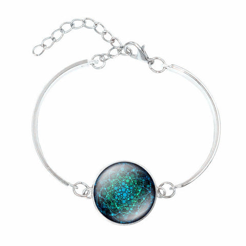 Mandala Flower of Life Charm Bracelet Om Yoga Chakra Glass Round Dome DIY Jewelry Silver Bracelets for Women Pulseras Hombre