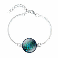 Mandala Flower of Life Charm Bracelet Om Yoga Chakra Glass Round Dome DIY Jewelry Silver Bracelets for Women Pulseras Hombre
