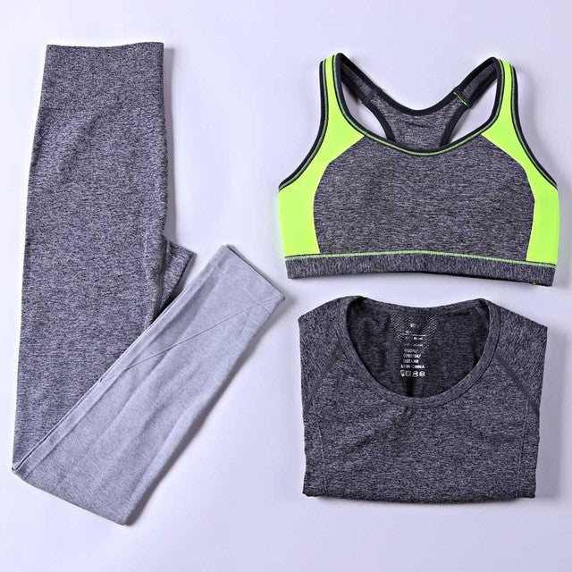 B.BANG 3 Pieces Women Yoga Sets Bra + Pants + Shirt Women Sports Sets for Gym Running Clothing Woman Fitness Clothing