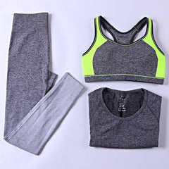B.BANG 3 Pieces Women Yoga Sets Bra + Pants + Shirt Women Sports Sets for Gym Running Clothing Woman Fitness Clothing