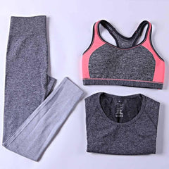 B.BANG 3 Pieces Women Yoga Sets Bra + Pants + Shirt Women Sports Sets for Gym Running Clothing Woman Fitness Clothing