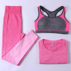 B.BANG 3 Pieces Women Yoga Sets Bra + Pants + Shirt Women Sports Sets for Gym Running Clothing Woman Fitness Clothing