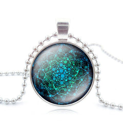 Flower of Life Necklaces Om Yoga Chakra Pendant Mandala Black Bead Chain Necklace Glass Dome Sacred Geometry Women Jewelry gift