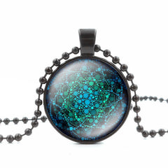 Flower of Life Necklaces Om Yoga Chakra Pendant Mandala Black Bead Chain Necklace Glass Dome Sacred Geometry Women Jewelry gift