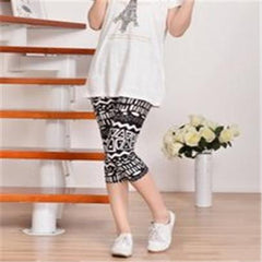 Women High Quality capris Leggins Waisted Floral Printing Soft Pants Lady Fitness Workout thin Leggings mid-calf Activewear K085