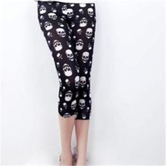 Women High Quality capris Leggins Waisted Floral Printing Soft Pants Lady Fitness Workout thin Leggings mid-calf Activewear K085