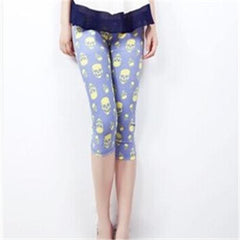 Women High Quality capris Leggins Waisted Floral Printing Soft Pants Lady Fitness Workout thin Leggings mid-calf Activewear K085