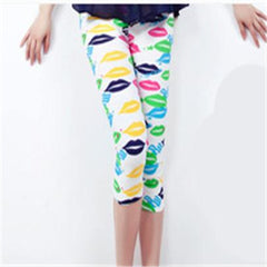 Women High Quality capris Leggins Waisted Floral Printing Soft Pants Lady Fitness Workout thin Leggings mid-calf Activewear K085