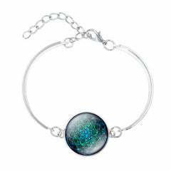 Mandala Flower of Life Charm Bracelet Om Yoga Chakra Glass Round Dome DIY Jewelry Silver Bracelets for Women Pulseras Hombre