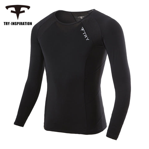 TRY.INSPIRATION Men Women Fitness Compression tights clothes Training Running Long-sleeved t-shirts quick dry Breathable shirts