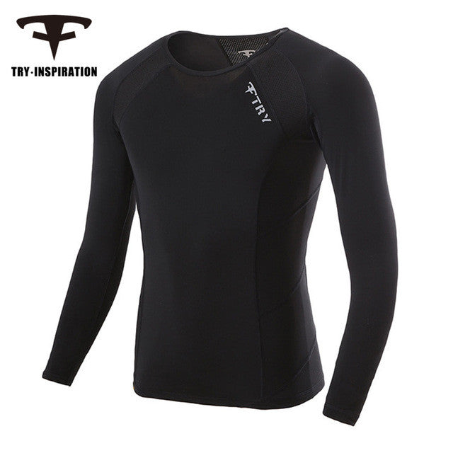 TRY.INSPIRATION Men Women Fitness Compression tights clothes Training Running Long-sleeved t-shirts quick dry Breathable shirts