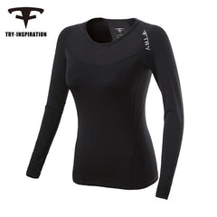 TRY.INSPIRATION Men Women Fitness Compression tights clothes Training Running Long-sleeved t-shirts quick dry Breathable shirts
