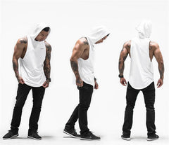 Gyms Clothing Fitness Men Tank Top with hooded Mens Bodybuilding Stringers Tank Tops Sporting Singlet Workout Sleeveless Shirt