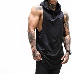 Gyms Clothing Fitness Men Tank Top with hooded Mens Bodybuilding Stringers Tank Tops Sporting Singlet Workout Sleeveless Shirt