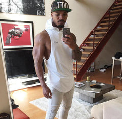 Gyms Clothing Fitness Men Tank Top with hooded Mens Bodybuilding Stringers Tank Tops Sporting Singlet Workout Sleeveless Shirt