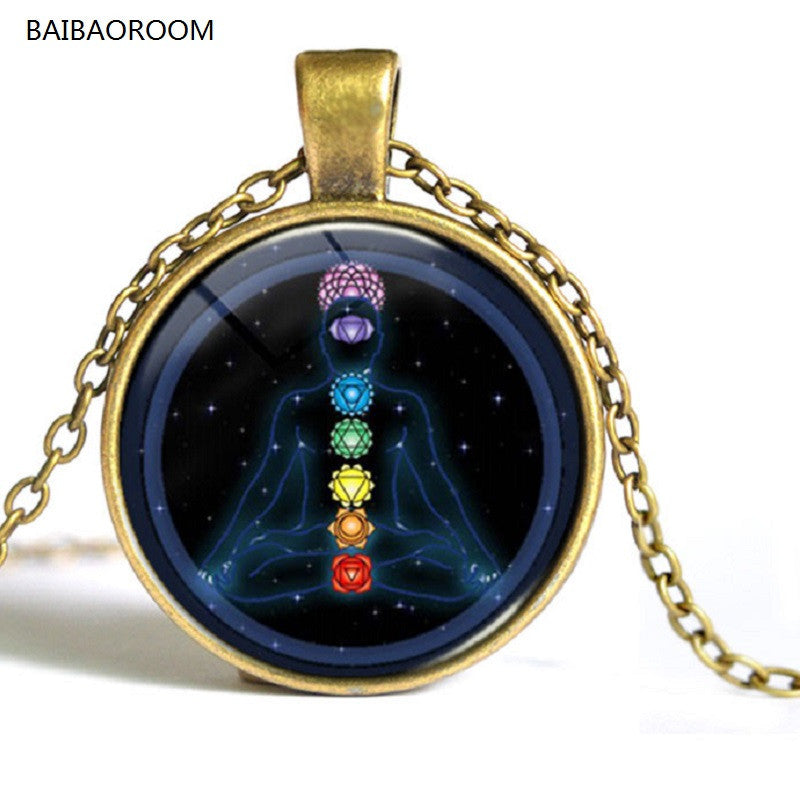 Time gem necklace Namaste Yoga meridians European fashion wholesale retro necklace unisex