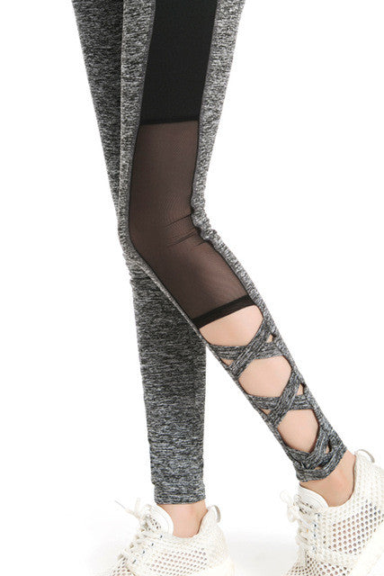 2017 Activewear Mesh Legging Sexy Grey Leggins Black Leggings Spliced Women Autumn Winter Workout Leggings High Waist Leggings