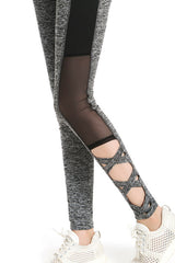 2017 Activewear Mesh Legging Sexy Grey Leggins Black Leggings Spliced Women Autumn Winter Workout Leggings High Waist Leggings