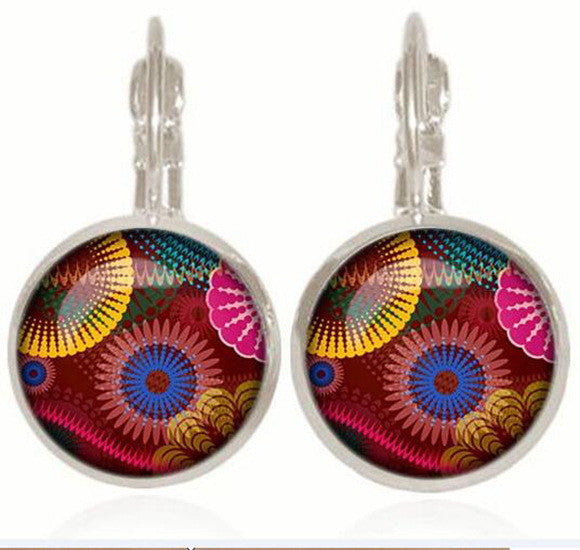 Handmade Women Fashion Earrings Jewelry Mandala Henna Flower Stud Earrings Yoga OM Symbol Buddhism Zen Earrings Online Shopping
