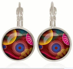 Handmade Women Fashion Earrings Jewelry Mandala Henna Flower Stud Earrings Yoga OM Symbol Buddhism Zen Earrings Online Shopping