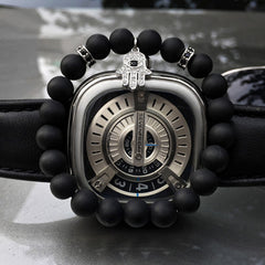 Mcllroy Black Matte Beaded Bracelet Energy Stone Bracelet Hamsa Hand Bangle Charm Yoga Mala Bracelets With CZ Stoppers