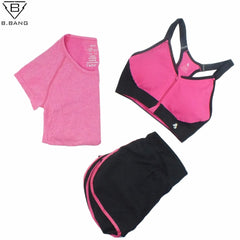 B.BANG 2017 Women Sport Yoga Set for Running Gym Sportswear Suit for Female Elastic Waist Yoga Suits Fitness Workout Clothing