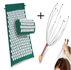 1 set Yoga Acupressure pillow+Massage mat +2 pcs Head Scalp Massager Body Pain Relief Cushion Body Neck Head Massager
