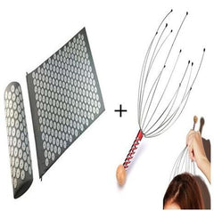 1 set Yoga Acupressure pillow+Massage mat +2 pcs Head Scalp Massager Body Pain Relief Cushion Body Neck Head Massager