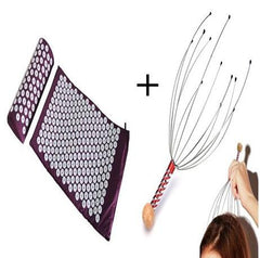 1 set Yoga Acupressure pillow+Massage mat +2 pcs Head Scalp Massager Body Pain Relief Cushion Body Neck Head Massager
