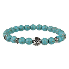XINYAO 2017 Natural Stone Imitation Turquoises Black Lava Beads Bracelets Fashion Rose Stretch Yoga Bracelet For Women F6074