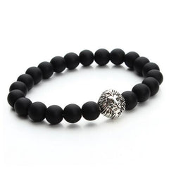 2017 Natural Stone Lion Head Charm Bracelet Black Lava Agates Created Tiger Eye Bead Yoga Bracelets For Women Pulseras F2823