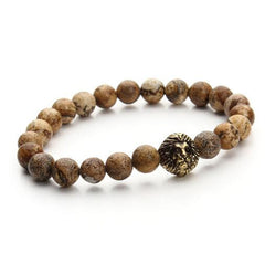 2017 Natural Stone Lion Head Charm Bracelet Black Lava Agates Created Tiger Eye Bead Yoga Bracelets For Women Pulseras F2823
