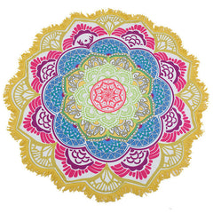 Beach towel Tassel Indian Mandala tablecloth Totem Lotus Printing Beach Towels Yoga Mat Sun block Round Bikini Cover-Up Blanket