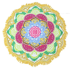 Beach towel Tassel Indian Mandala tablecloth Totem Lotus Printing Beach Towels Yoga Mat Sun block Round Bikini Cover-Up Blanket