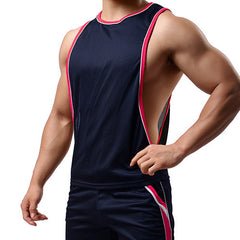 Aimpact Men's Vigor Tank Tops Fitness Bodybuiding Clothing Low Cut Side Arm Holes Mesh Activewear Summer Vest  Tank Tops SXB051