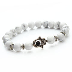XINYAO 2017 Natural Stone Black Lava Beads Bracelet Men Gold Color Hamsa Hand Charm Energy Yoga Mala Bracelets For Women F2830
