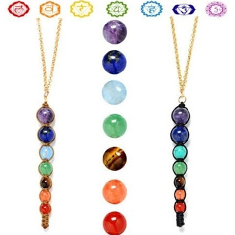 7 Chakra Beads Pendant Women Yoga Reiki Healing Balancing Choker Chain Necklace
