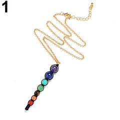 7 Chakra Beads Pendant Women Yoga Reiki Healing Balancing Choker Chain Necklace