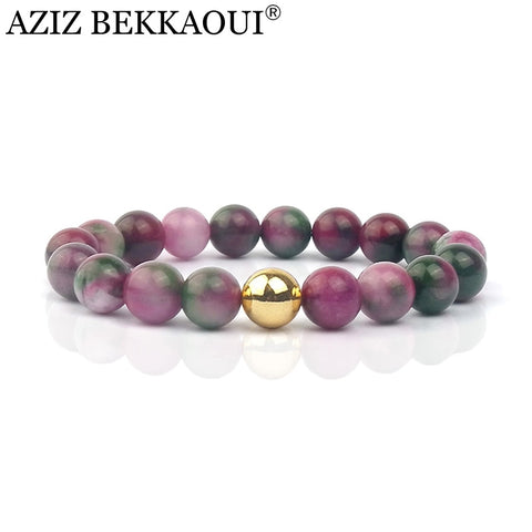 AZIZ BEKKAOUI Fashion New Natural Stone Bead Bracelets For Women Strand Braclets Bangles Colorful Yoga bracelets Men Jewelry