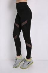 Black Sportwear Leggings Women Plus Size Mesh Patchwork