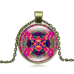 Vintage henna yoga pendant necklaces handmade India jewelry bloom mandala lotus necklace om symbol buddhism bijoux S7291