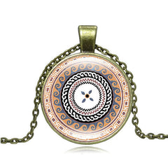 Vintage henna yoga pendant necklaces handmade India jewelry bloom mandala lotus necklace om symbol buddhism bijoux S7291